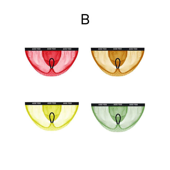 JEWYEE AY 760- 4-pack Men’s Sheer Ultra-Thin Ice Silk Briefs – Fit with Adjustable Support