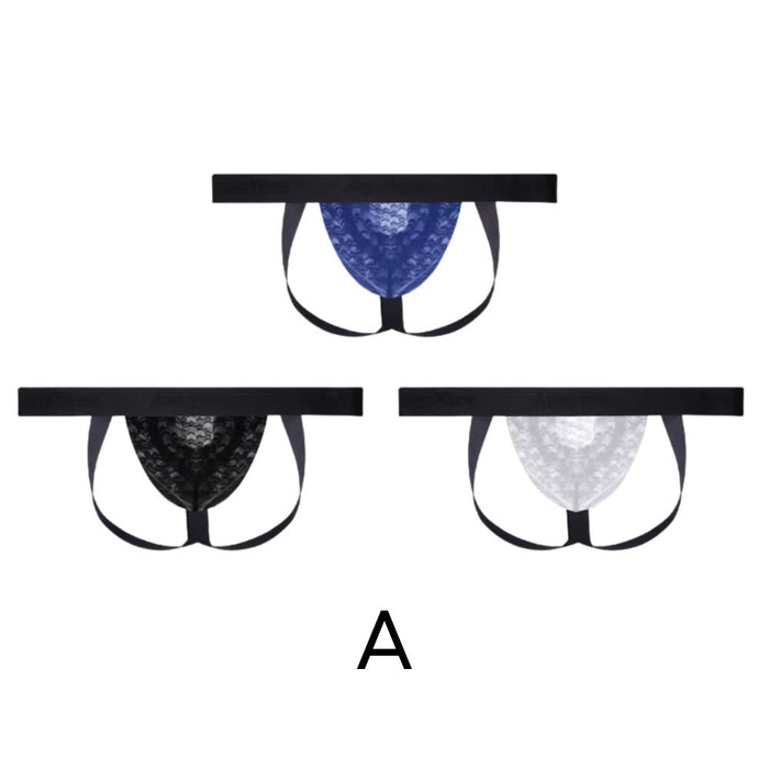 3-Pack Men’s Jacquard Ice Silk Jockstrap Thong - JEWYEE AY 2008