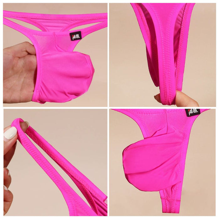 JEWYEE AY 786 - 4-Pack Men’s Ice Silk Thongs - Ultra-Thin, Cooling, Breathable with Extended Contour Pouch