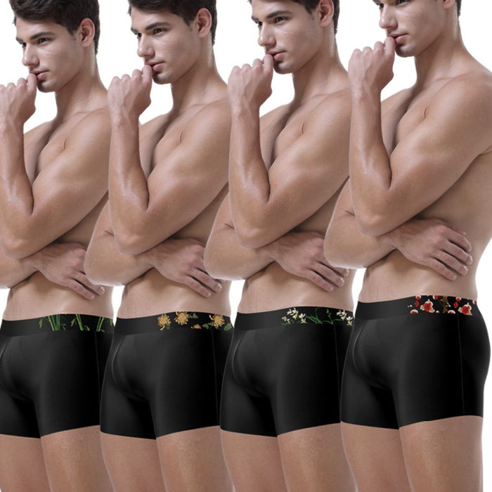 FINAL SALE - No-Chafe 3D SEAMLESS POUCH - Men's Ice Silk Underpants (4-Pack) -JEWYEE 8051