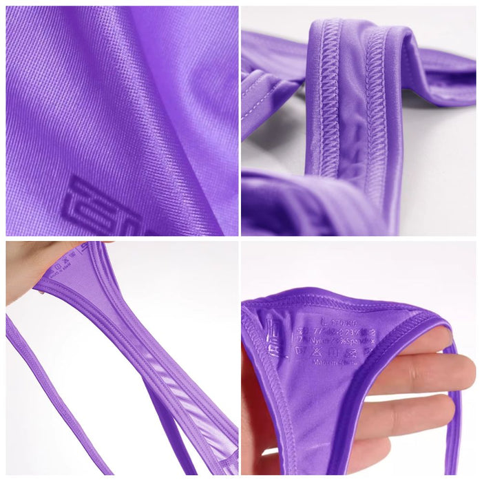 4-pack Men’s Silky Satin Ice Silk Thong – String Strap, Enhanced Pouch- JEWYEE AY 703