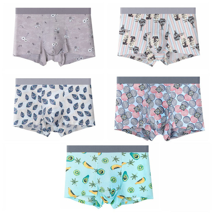 FINAL SALE -  (5-Pack) Printed Ice Silk Underpants for MenJEWYEE 8108
