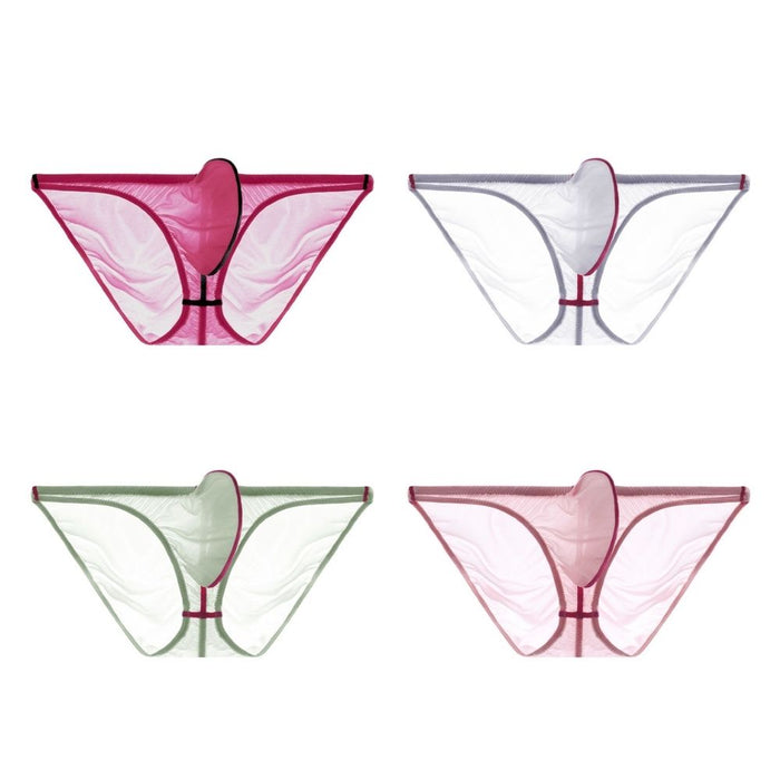 4-Pack Men's See-through Ultra Thin Ice Silk Low-Rise Briefs - JEWYEE AY 838