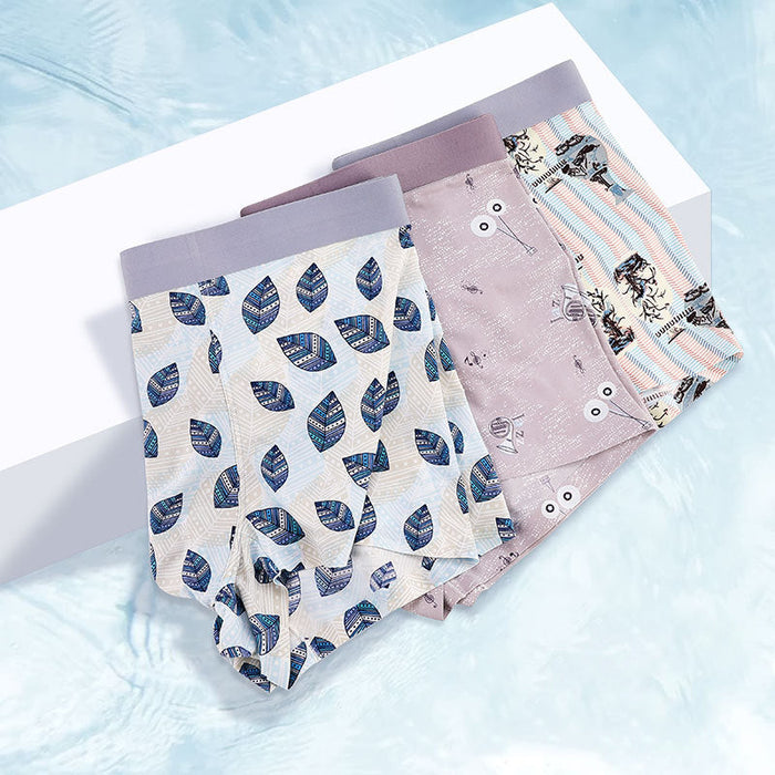 FINAL SALE -  (5-Pack) Printed Ice Silk Underpants for MenJEWYEE 8108
