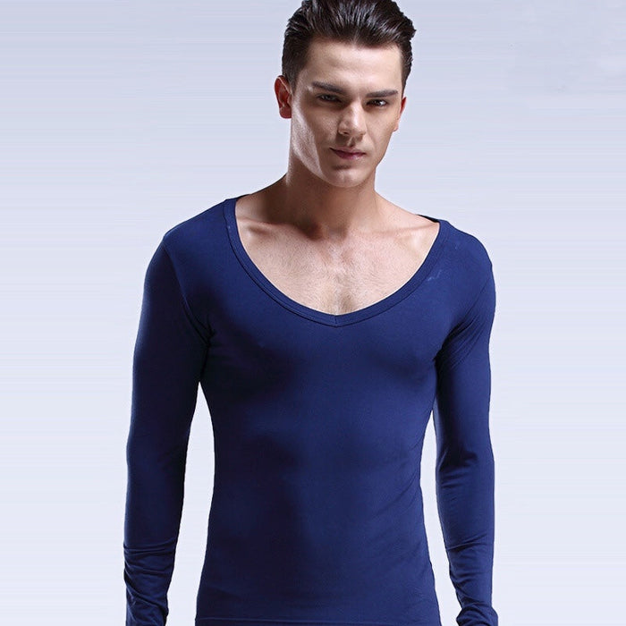 Stay Hidden Scoop Neck  Long-Sleeve Base Layer T-shirt for Men JEWYEE A012