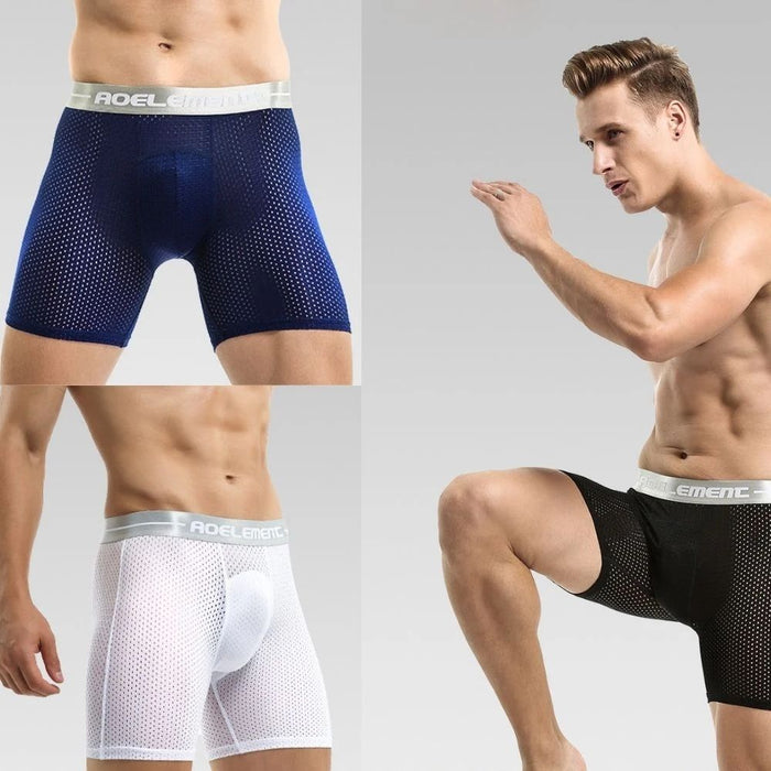 FINAL SALE -4-Pack  Running Men Ice Silk Mesh Underpants - JEWYEE 194
