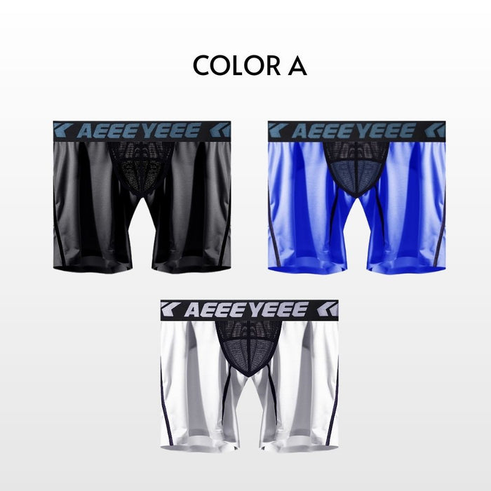 JEWYEE AY 704 - 3-Pack Men's Ultra-Thin Satin Ice Silk Performance Long Boxer Briefs