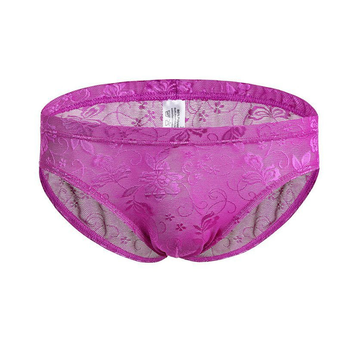 FINAL SALE -  (4-Pack) Floral Lace See-Through Briefs for MenJEWYEE C502
