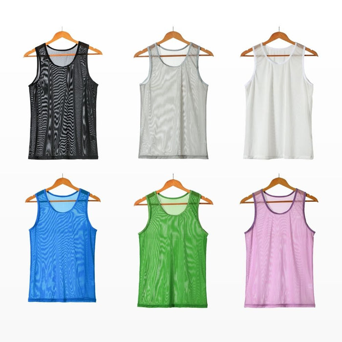 JEWYEE 1301- Men’s Ultra-Thin Ice Silk Mesh Tank Top – Lightweight, Breathable & Cooling