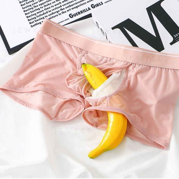 4-Pack Men's Dual Pouch Ice Silk Trunks- JEWYEE 1056P