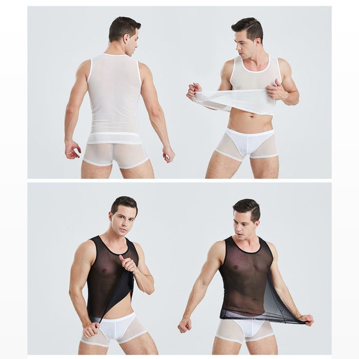 JEWYEE 1301- Men’s Ultra-Thin Ice Silk Mesh Tank Top – Lightweight, Breathable & Cooling