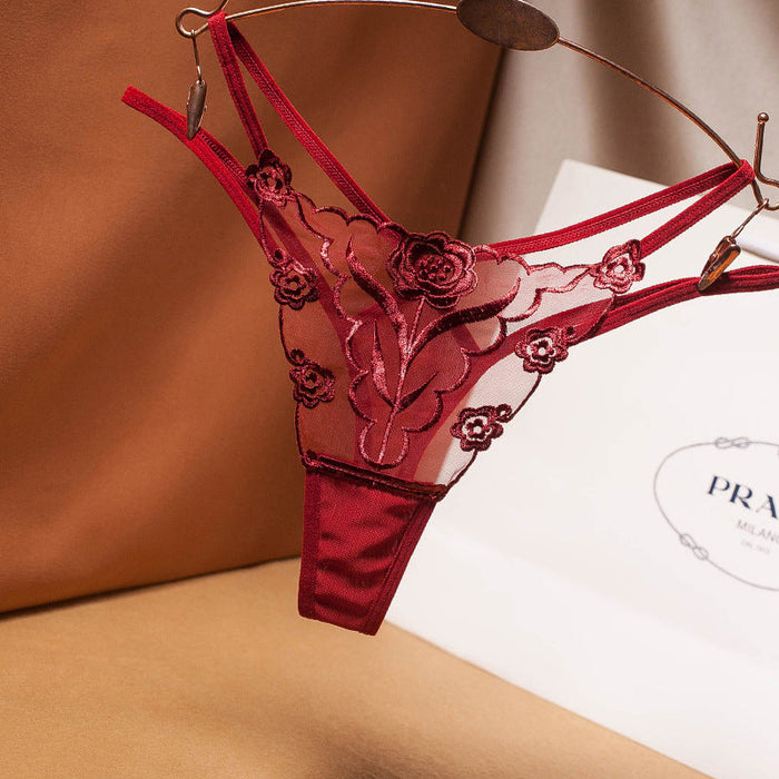 FINAL SALE- (7 Pack) Embroidery Thongs for Women JEWYEE 2233