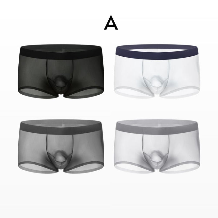 JEWYEE 1008 - Men’s 4-Pack Ice Silk Trunks – Ultra-Thin, Cooling, Breathable with Extended Contour Pouch
