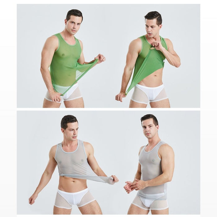 JEWYEE 1301- Men’s Ultra-Thin Ice Silk Mesh Tank Top – Lightweight, Breathable & Cooling