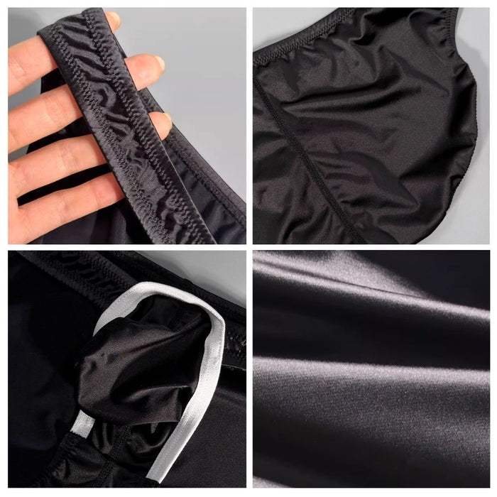 4-pack Men’s Low-Rise Satin Ice Silk Briefs with Enhanced Pouch - JEWYEE AY 727