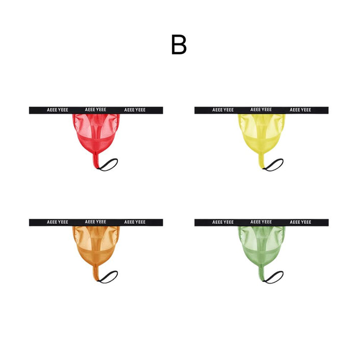 JEWYEE AY 761- 4-pack Men’s Sheer Ice Silk Thong – Ultra-Thin, Breathable, Seamless Fit with Adjustable Support