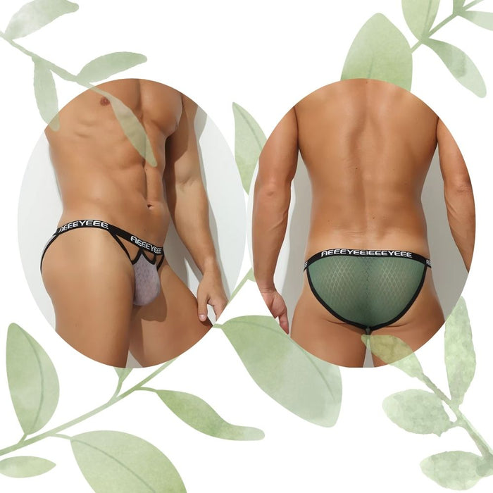 4-Pack Men’s Dragon-Scale Ice Silk Briefs with Triple Cut-Out Front & High-Cut Sides - JEWYEE AY 1997
