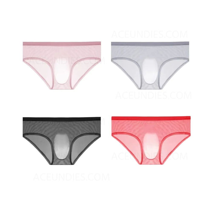 (4-Pack) 3D Seamless Pouch - Men's See-Through Ice Silk Mesh BriefsJEWYEE 1958