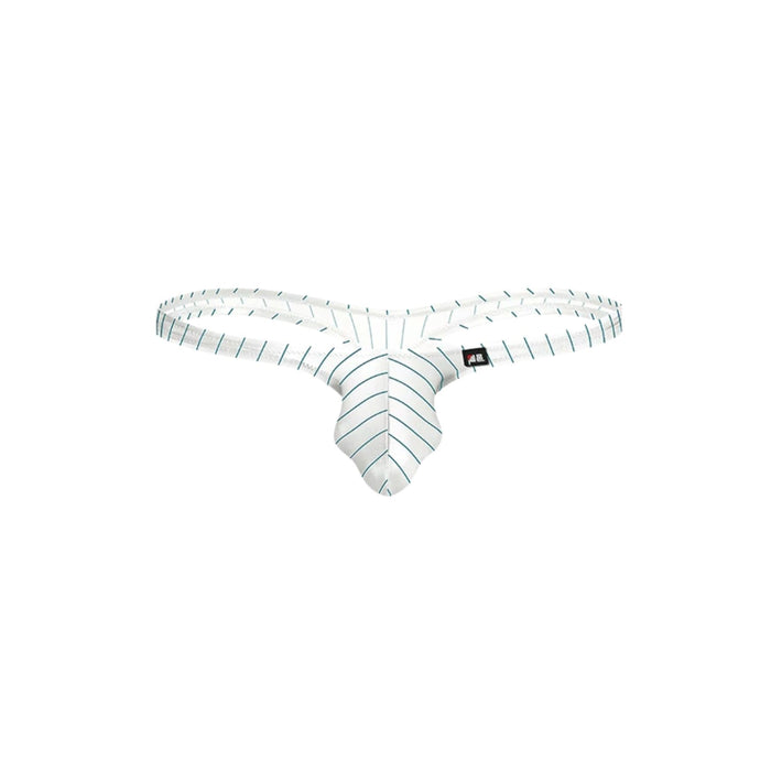 JEWYEE AY 724 - 4-Pack Men’s Satin Ice Silk Striped Thongs - Cooling, Breathable with Extended Contour Pouch