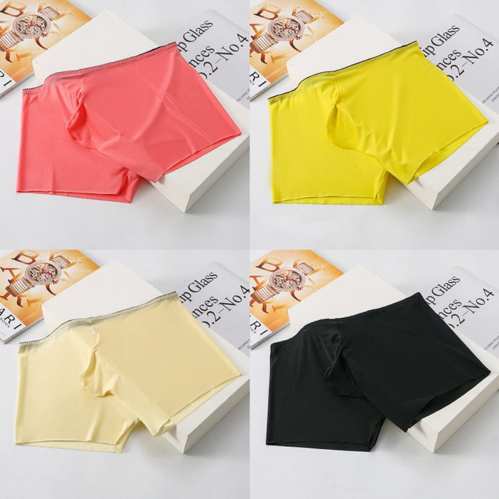 FINAL SALE -(4-Pack) Men's Dual Pouch Ice Silk Trunks - JEWYEE 3155