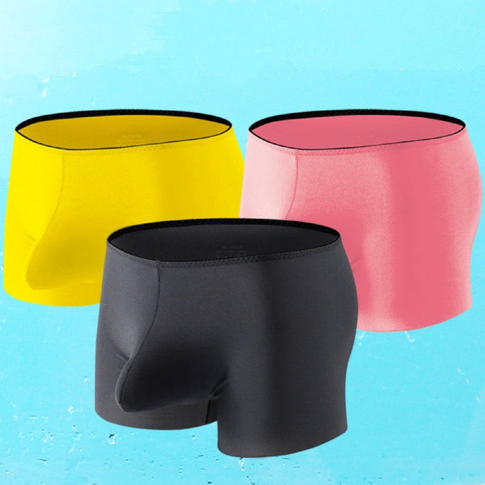FINAL SALE -(4-Pack) Men's Dual Pouch Ice Silk Trunks - JEWYEE 3155