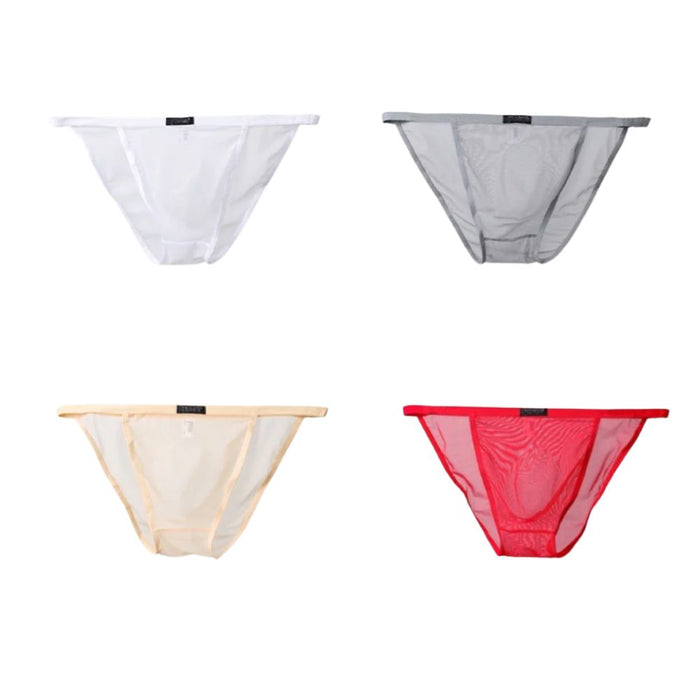 (4-Pack) Men's 3D Seamless Pouch See-Through Mesh Briefs  - JEWYEE 1931