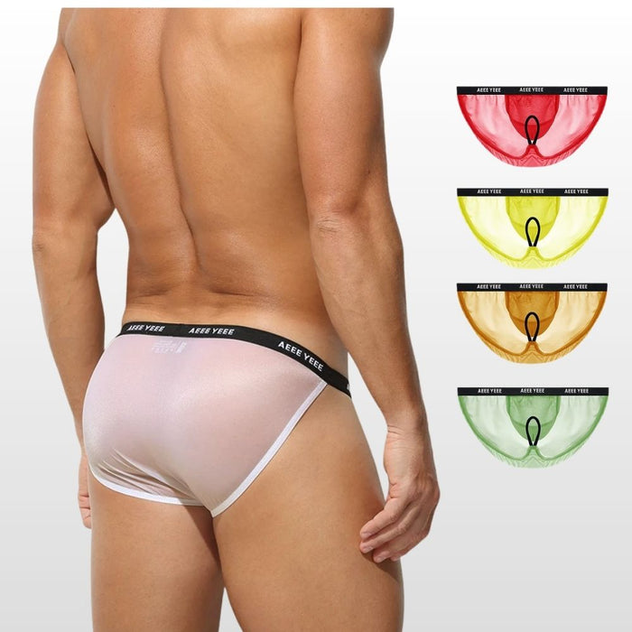 JEWYEE AY 760- 4-pack Men’s Sheer Ultra-Thin Ice Silk Briefs – Fit with Adjustable Support