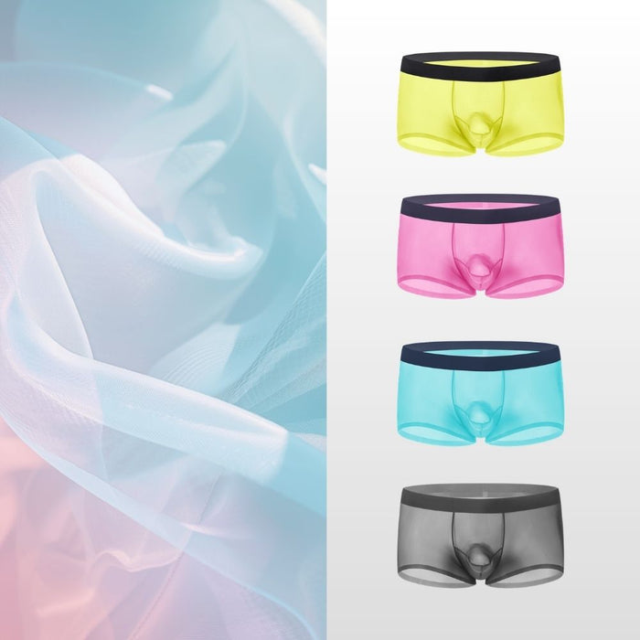JEWYEE 1008 - Men’s 4-Pack Ice Silk Trunks – Ultra-Thin, Cooling, Breathable with Extended Contour Pouch