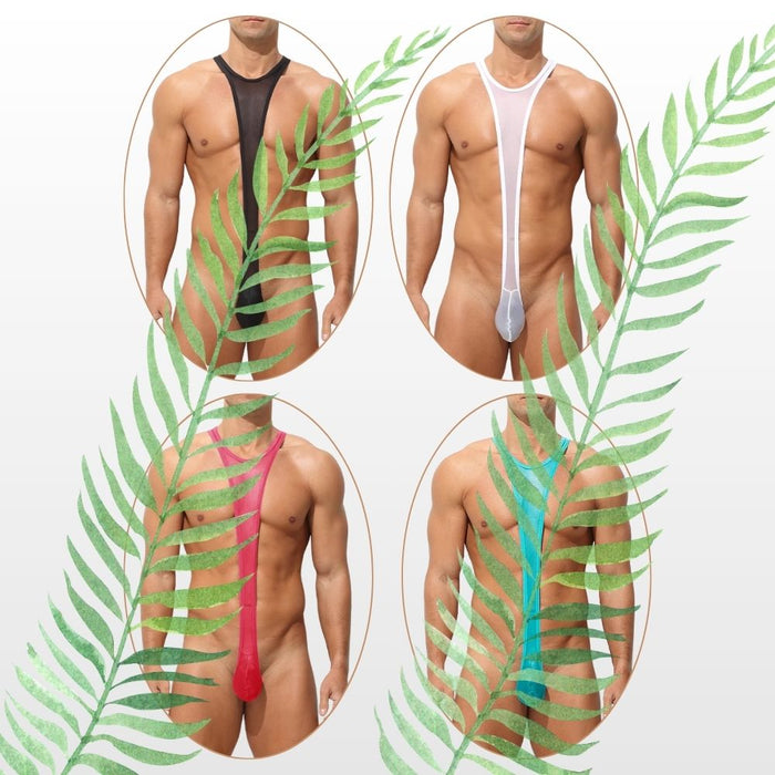Men's See-Through Ice Silk Bodysuit - JEWYEE AY 857