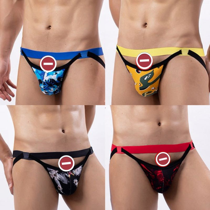 FINAL SALE -(4-Pack)Men's Printed Cotton Jockstraps  - JEWYEE 4036
