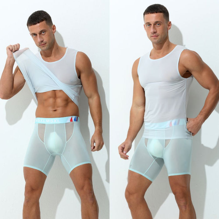 Men's See-through Ultra Ice Silk Seamless Tank Top   - JEWYEE 1954
