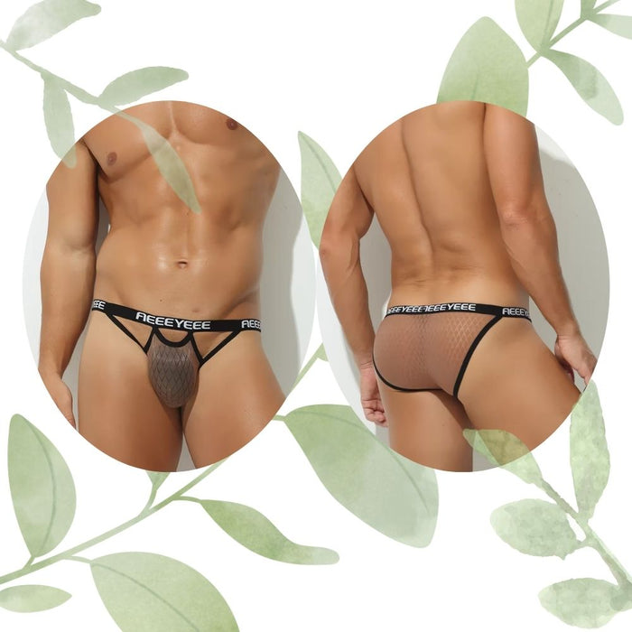 4-Pack Men’s Dragon-Scale Ice Silk Briefs with Triple Cut-Out Front & High-Cut Sides - JEWYEE AY 1997