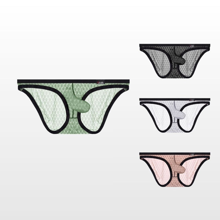 4-Pack Elephant's Trunk Ultra-thin Ice Silk Textured Mesh briefs for Men - JEWYEE AY 2004
