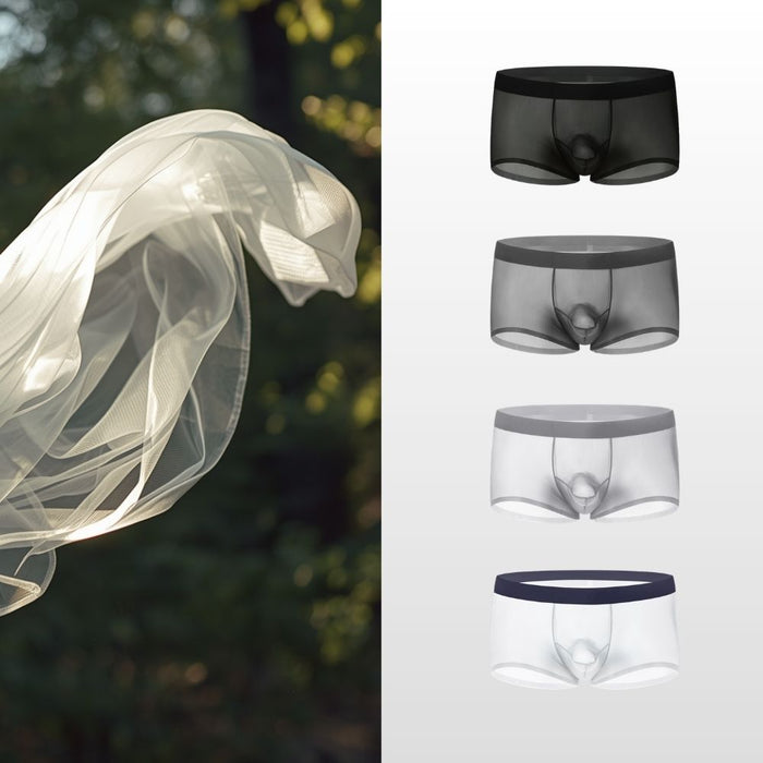 JEWYEE 1008 - Men’s 4-Pack Ice Silk Trunks – Ultra-Thin, Cooling, Breathable with Extended Contour Pouch