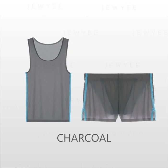 JEWYEE MENS UNDERWEAR. Men's Ice Silk Tank Top and Brief-Lined Shorts. Silky smooth fabric. Comfort with every touch. Put it on, dry sweat off