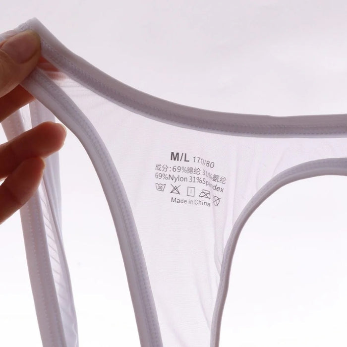 Men's See-Through Ice Silk Bodysuit - JEWYEE AY 858