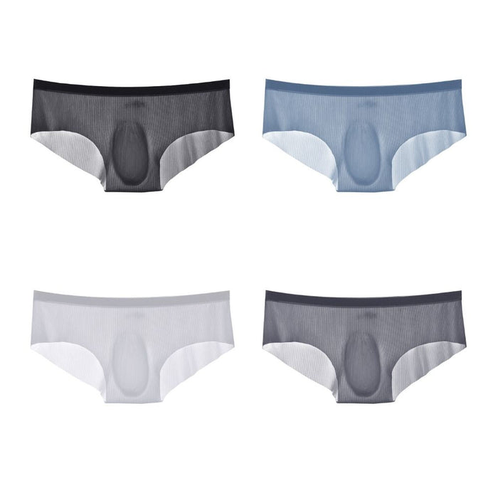 FINAL SALE -  (4-Pack)Men's Ultra Thin Ribbed Ice Silk Briefs -JEWYEE-AY 1920