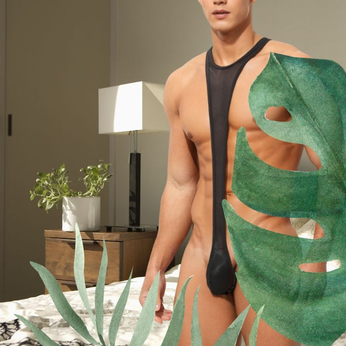 Men's See-Through Ice Silk Bodysuit - JEWYEE AY 857