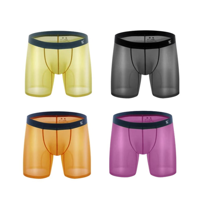 (4-Pack) Men's Ultra Thin Ribbed Ice Silk Underpants - JEWYEE 812