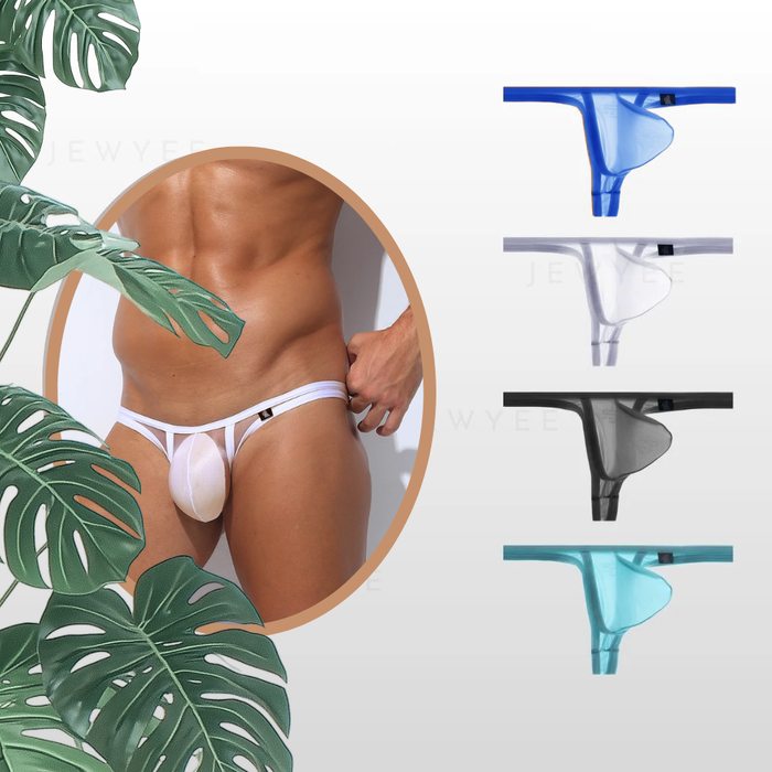 4-Pack Men's See-through Ice Silk Thongs Up to Size XXL - JEWYEE AY 855