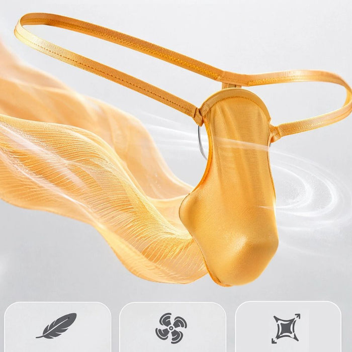 JEWYEE AY 789 - 4-Pack Men’s Satin Ice Silk Thongs - Ultra-Thin, Cooling, Breathable with Extended Contour Pouch