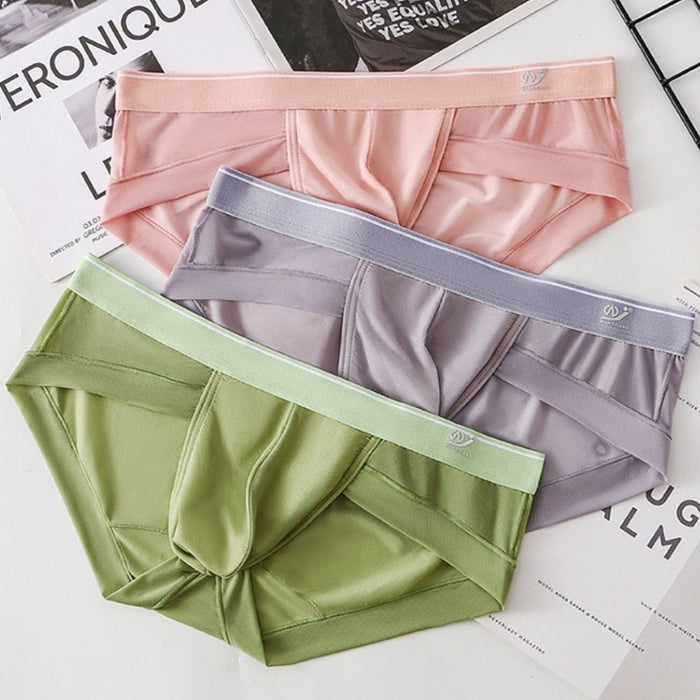 Men's Mesh Ice Silk Low-Rise Underpants with Spacious Pouch  (4-Pack) - JEWYEE CL 1056