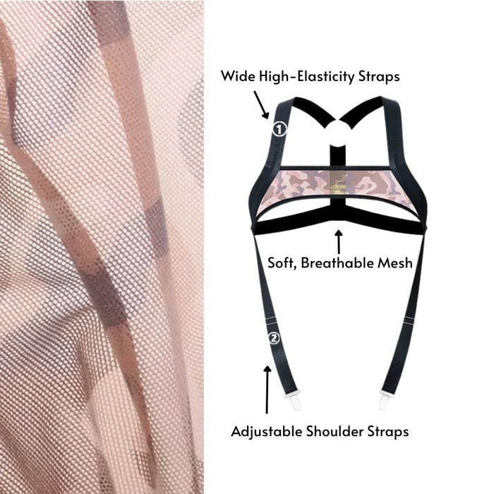 JEWYEE AY 617 / 618  - Men's Camo Sheer Mesh Bodysuit Set: Adjustable Strap Singlet & Detachable Briefs