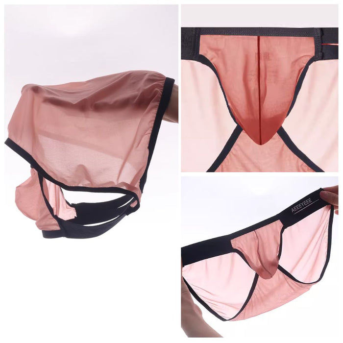 4-Pack Men's  Ultra Thin Ice Silk See-through Briefs - JEWYEE AY 1983