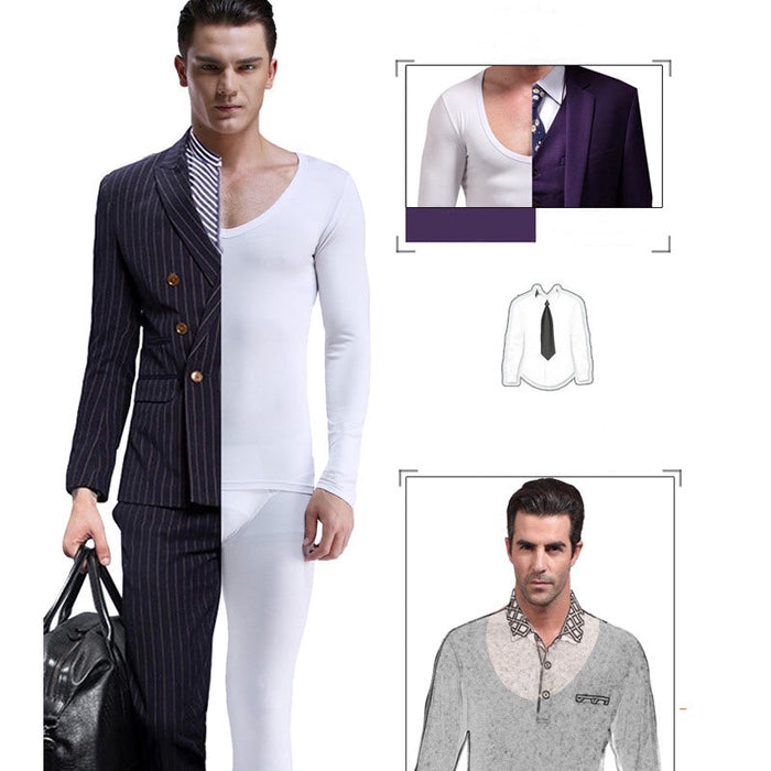 Stay Hidden Scoop Neck  Long-Sleeve Base Layer T-shirt for Men JEWYEE A012