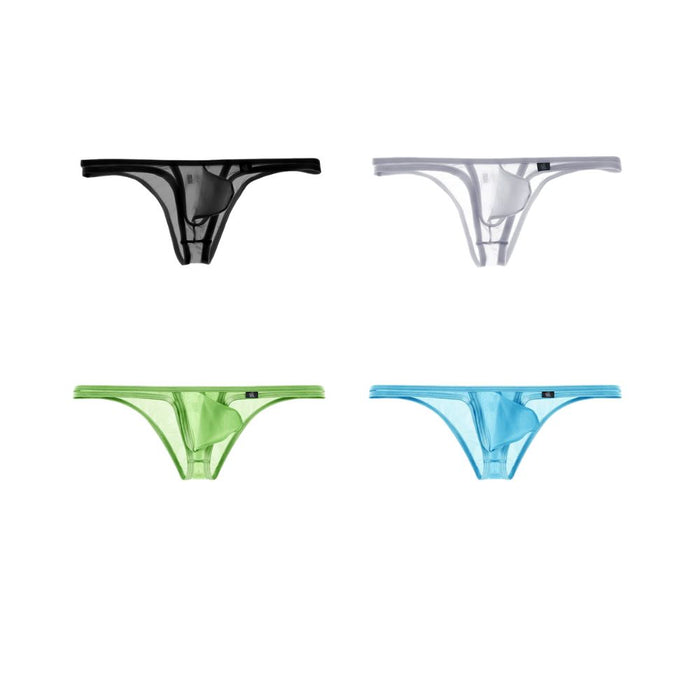 (4-Pack) Men's See-through Ice Silk Low-rise Briefs Up to Size XXL  - JEWYEE AY 856