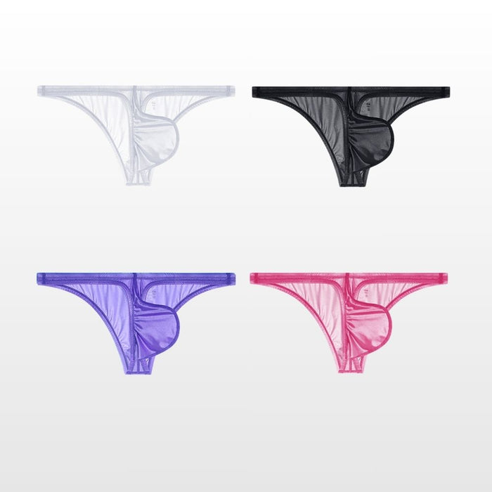 4-Pack Men’s Ice Silk Satin Bikini Briefs – Low Rise Breathable & Ultra-Stretch - JEWYEE AY 901