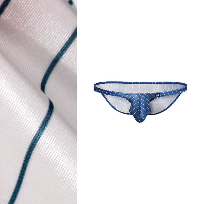 JEWYEE AY 725 - 4-Pack Men’s Satin Ice Silk Striped Briefs - Cooling, Breathable with Extended Contour Pouch