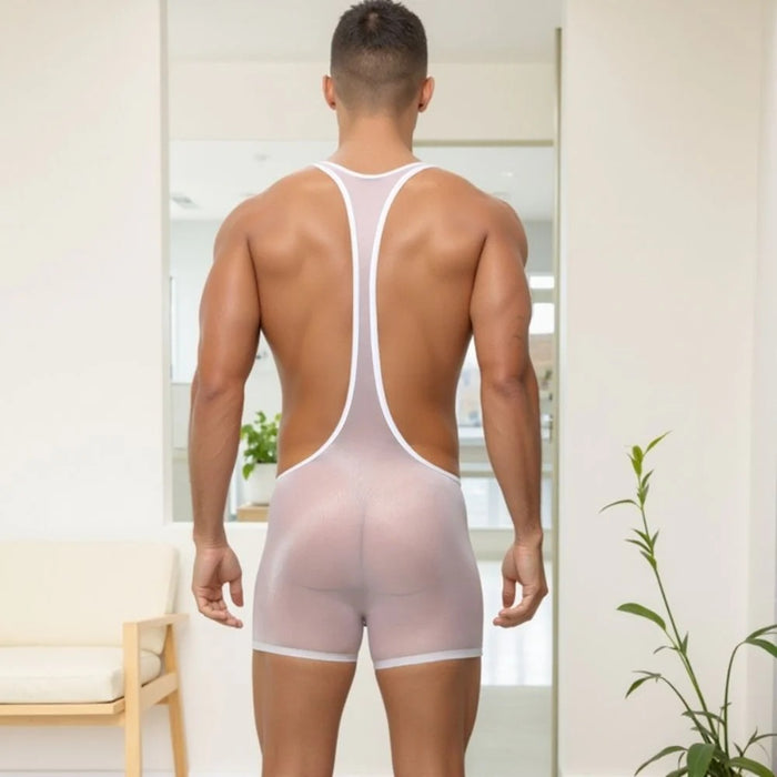Men's See-Through Ice Silk Bodysuit - JEWYEE AY 858