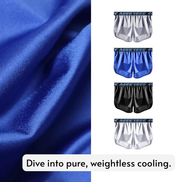 Men’s Ultra-Thin Satin Ice Silk High-Slit Boxer Shorts –JEWYEE AY 708